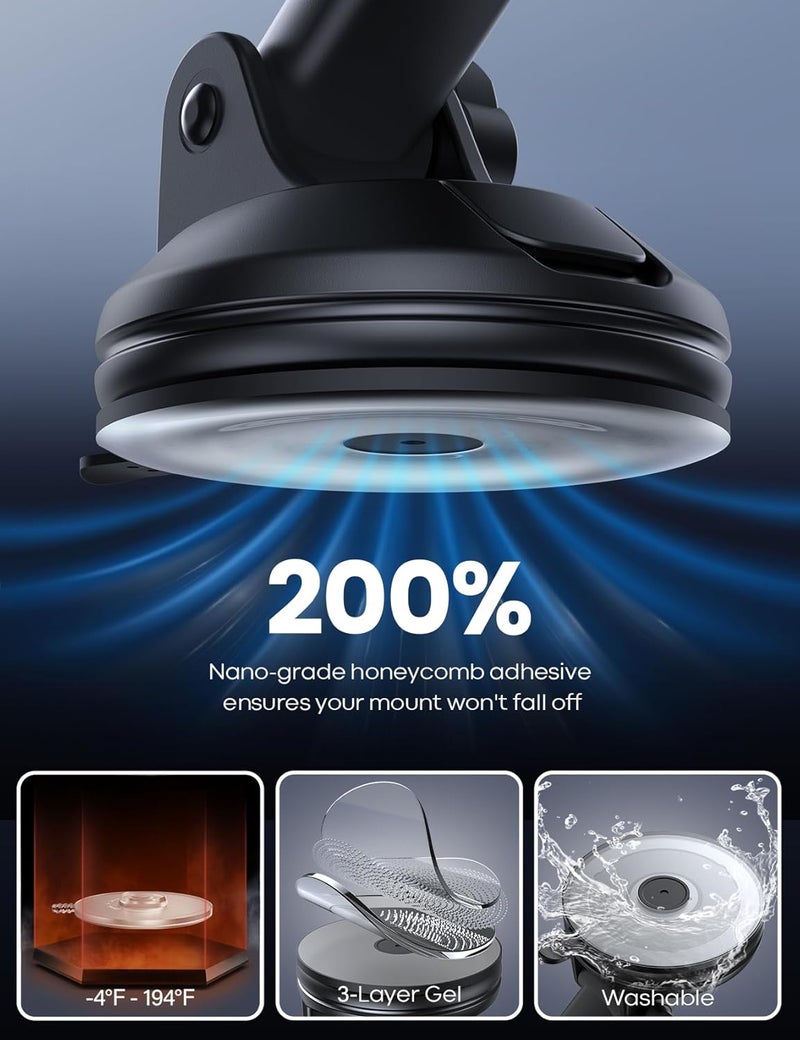 Lamicall Car Phone Mount - [Strongest Military-Grade Suction Cup] 360° Rotation Phone Holders for Your Car Quick Release Adjustable Phone Mount for Car Dashboard for iPhone 17 16 Pro Max Galaxy Truck - Image 3